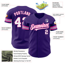 Load image into Gallery viewer, Custom Purple White-Pink Authentic Baseball Jersey