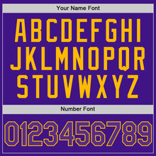 Load image into Gallery viewer, Custom Purple Gold Authentic Throwback Baseball Jersey