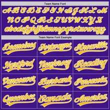 Load image into Gallery viewer, Custom Purple Gold-White Authentic Throwback Baseball Jersey
