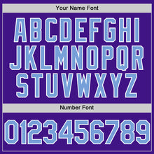 Load image into Gallery viewer, Custom Purple Light Blue-White Authentic Throwback Baseball Jersey