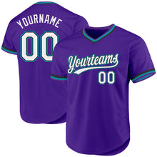 Load image into Gallery viewer, Custom Purple Black-Teal Authentic Throwback Baseball Jersey