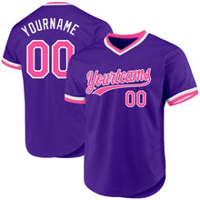 Load image into Gallery viewer, Custom Purple Pink-White Authentic Throwback Baseball Jersey