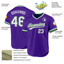 Load image into Gallery viewer, Custom Purple Green-Gray Authentic Throwback Baseball Jersey