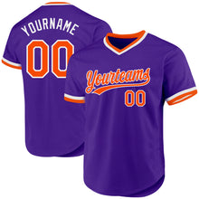 Load image into Gallery viewer, Custom Purple Orange-White Authentic Throwback Baseball Jersey
