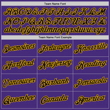 Load image into Gallery viewer, Custom Purple Black-Gold Authentic Throwback Basketball Jersey