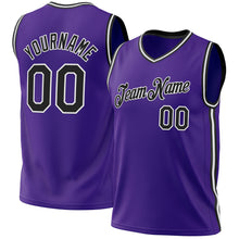Load image into Gallery viewer, Custom Purple Black-White Authentic Throwback Basketball Jersey