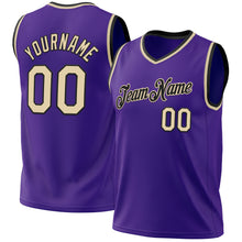 Load image into Gallery viewer, Custom Purple Cream-Black Authentic Throwback Basketball Jersey