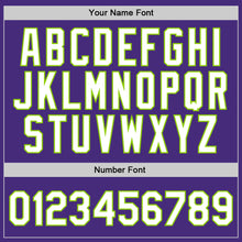 Load image into Gallery viewer, Custom Purple White-Neon Green Authentic Throwback Basketball Jersey
