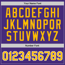 Load image into Gallery viewer, Custom Purple Gold-White Authentic Throwback Basketball Jersey