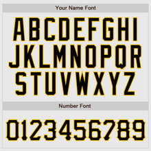 Load image into Gallery viewer, Custom White Black Pinstripe Black-Gold Authentic Raglan Sleeves Baseball Jersey