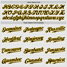Load image into Gallery viewer, Custom White Black Pinstripe Black-Gold Authentic Raglan Sleeves Baseball Jersey