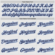Load image into Gallery viewer, Custom White Navy Pinstripe Navy-Light Blue Authentic Raglan Sleeves Baseball Jersey