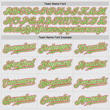 Load image into Gallery viewer, Custom White Red Pinstripe Red-Neon Green Authentic Raglan Sleeves Baseball Jersey