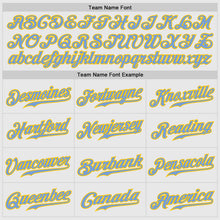 Load image into Gallery viewer, Custom White Light Blue Pinstripe Light Blue-Gold Authentic Raglan Sleeves Baseball Jersey