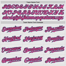 Load image into Gallery viewer, Custom White Light Blue Pinstripe Light Blue-Pink Authentic Raglan Sleeves Baseball Jersey