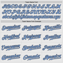 Load image into Gallery viewer, Custom White Light Blue Pinstripe Light Blue-Steel Gray Authentic Father's Day Raglan Sleeves Baseball Jersey