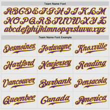 Load image into Gallery viewer, Custom White Purple Pinstripe Purple-Gold Authentic Raglan Sleeves Baseball Jersey