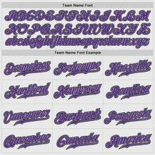Load image into Gallery viewer, Custom White Purple Pinstripe Purple-Gray Authentic Raglan Sleeves Baseball Jersey