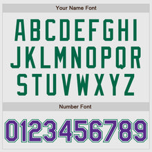 Load image into Gallery viewer, Custom White Purple Pinstripe Purple-Kelly Green Authentic Raglan Sleeves Baseball Jersey