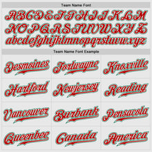 Load image into Gallery viewer, Custom White Kelly Green Pinstripe Kelly Green-Red Authentic Raglan Sleeves Baseball Jersey
