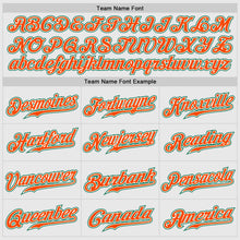 Load image into Gallery viewer, Custom White Kelly Green Pinstripe Kelly Green-Orange Authentic Raglan Sleeves Baseball Jersey