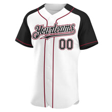 Load image into Gallery viewer, Custom White Black-Crimson Authentic Raglan Sleeves Baseball Jersey