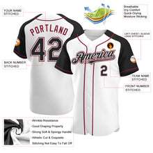 Load image into Gallery viewer, Custom White Black-Crimson Authentic Raglan Sleeves Baseball Jersey