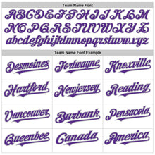 Load image into Gallery viewer, Custom White Purple-Gray Authentic Raglan Sleeves Baseball Jersey