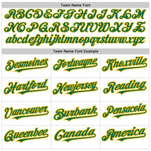Load image into Gallery viewer, Custom White Kelly Green-Gold Authentic Raglan Sleeves Baseball Jersey