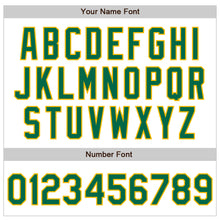 Load image into Gallery viewer, Custom White Kelly Green-Gold Authentic Raglan Sleeves Baseball Jersey