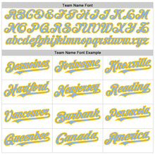 Load image into Gallery viewer, Custom White Light Blue-Yellow Authentic Raglan Sleeves Baseball Jersey