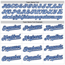 Load image into Gallery viewer, Custom White Light Blue-Navy Authentic Raglan Sleeves Baseball Jersey