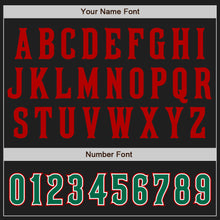 Load image into Gallery viewer, Custom Black Kelly Green-Red Authentic Raglan Sleeves Baseball Jersey