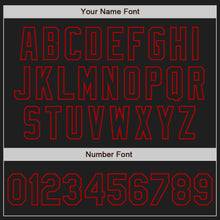 Load image into Gallery viewer, Custom Black Red Authentic Raglan Sleeves Baseball Jersey