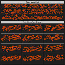 Load image into Gallery viewer, Custom Black Orange Authentic Raglan Sleeves Baseball Jersey