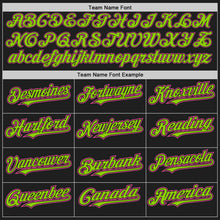 Load image into Gallery viewer, Custom Black Pink-Neon Green Authentic Raglan Sleeves Baseball Jersey