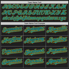 Load image into Gallery viewer, Custom Black Teal-Yellow Authentic Raglan Sleeves Baseball Jersey
