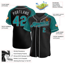 Load image into Gallery viewer, Custom Black Teal-Gray Authentic Raglan Sleeves Baseball Jersey