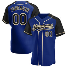 Load image into Gallery viewer, Custom Royal Black-City Cream Authentic Raglan Sleeves Baseball Jersey
