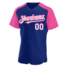Load image into Gallery viewer, Custom Royal White-Pink Authentic Raglan Sleeves Baseball Jersey
