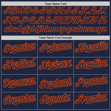 Load image into Gallery viewer, Custom Navy Orange Authentic Raglan Sleeves Baseball Jersey