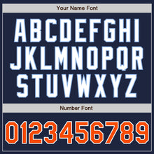 Load image into Gallery viewer, Custom Navy Orange-Light Blue Authentic Raglan Sleeves Baseball Jersey