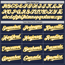 Load image into Gallery viewer, Custom Navy White-Gold Authentic Raglan Sleeves Baseball Jersey