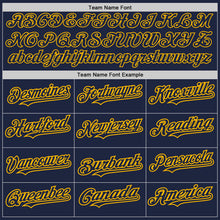 Load image into Gallery viewer, Custom Navy Gold Authentic Raglan Sleeves Baseball Jersey