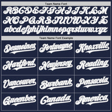 Load image into Gallery viewer, Custom Navy White-Gray Authentic Raglan Sleeves Baseball Jersey