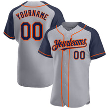 Load image into Gallery viewer, Custom Gray Navy-Orange Authentic Raglan Sleeves Baseball Jersey