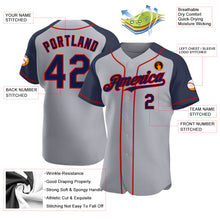 Load image into Gallery viewer, Custom Gray Navy-Red Authentic Raglan Sleeves Baseball Jersey