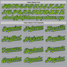 Load image into Gallery viewer, Custom Gray Neon Green-Navy Authentic Raglan Sleeves Baseball Jersey