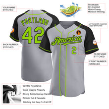 Load image into Gallery viewer, Custom Gray Neon Green-Black Authentic Raglan Sleeves Baseball Jersey
