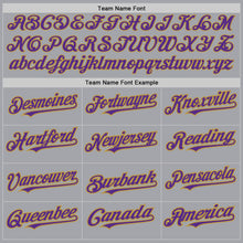 Load image into Gallery viewer, Custom Gray Purple-Old Gold Authentic Raglan Sleeves Baseball Jersey